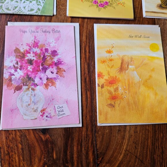Vintage 70s Mod Unused Clean Greeting Card Lot of 10 Get Well Soon Sickness - Picture 5 of 6
